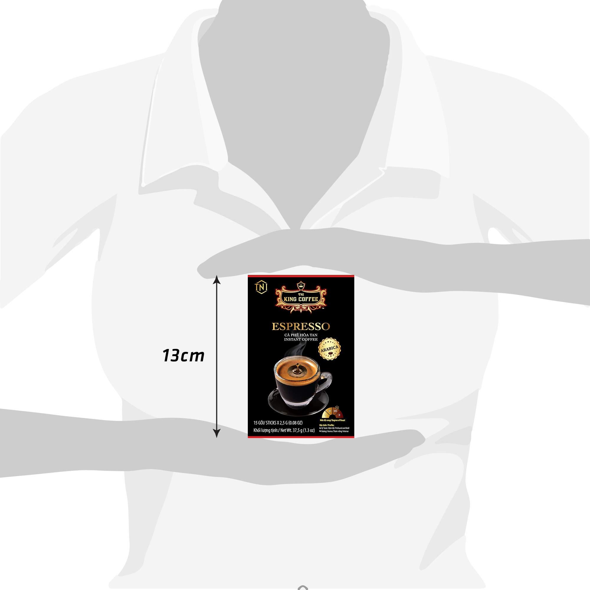 TNI King Coffee King Coffee Espresso Instant Coffee Vietnamese Coffee Arabica Instant Coffee Mix Medium Roast 15 sticks per box x 2.5g - Pack of 2