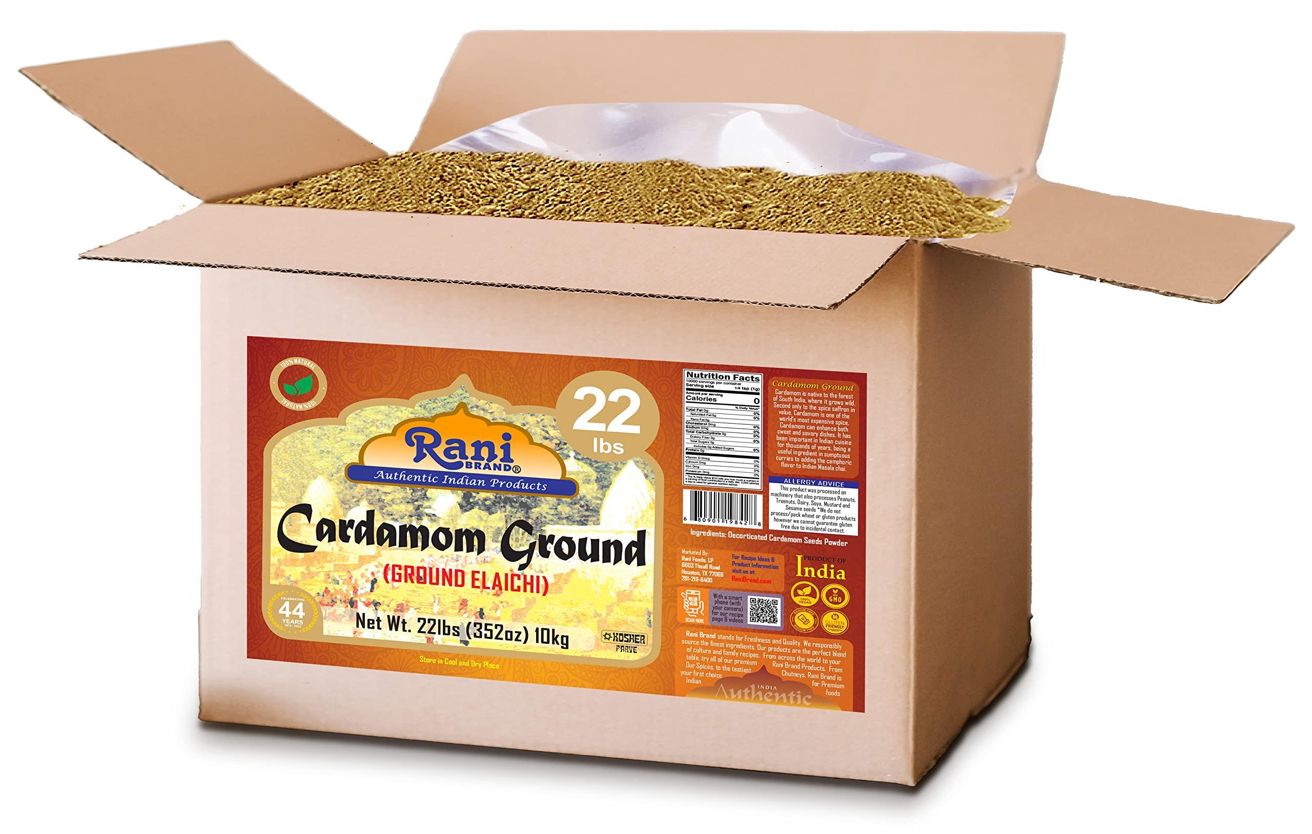 Rani Brand Authentic Indian Products Rani Cardamom (Elachi) Ground, Powder Indian Spice 352oz (22lbs) 10kg Bulk Box ~ All Natural | No Color Added | Gluten Friendly | Vegan | NON-GMO | Kosher | No Salt or Fillers