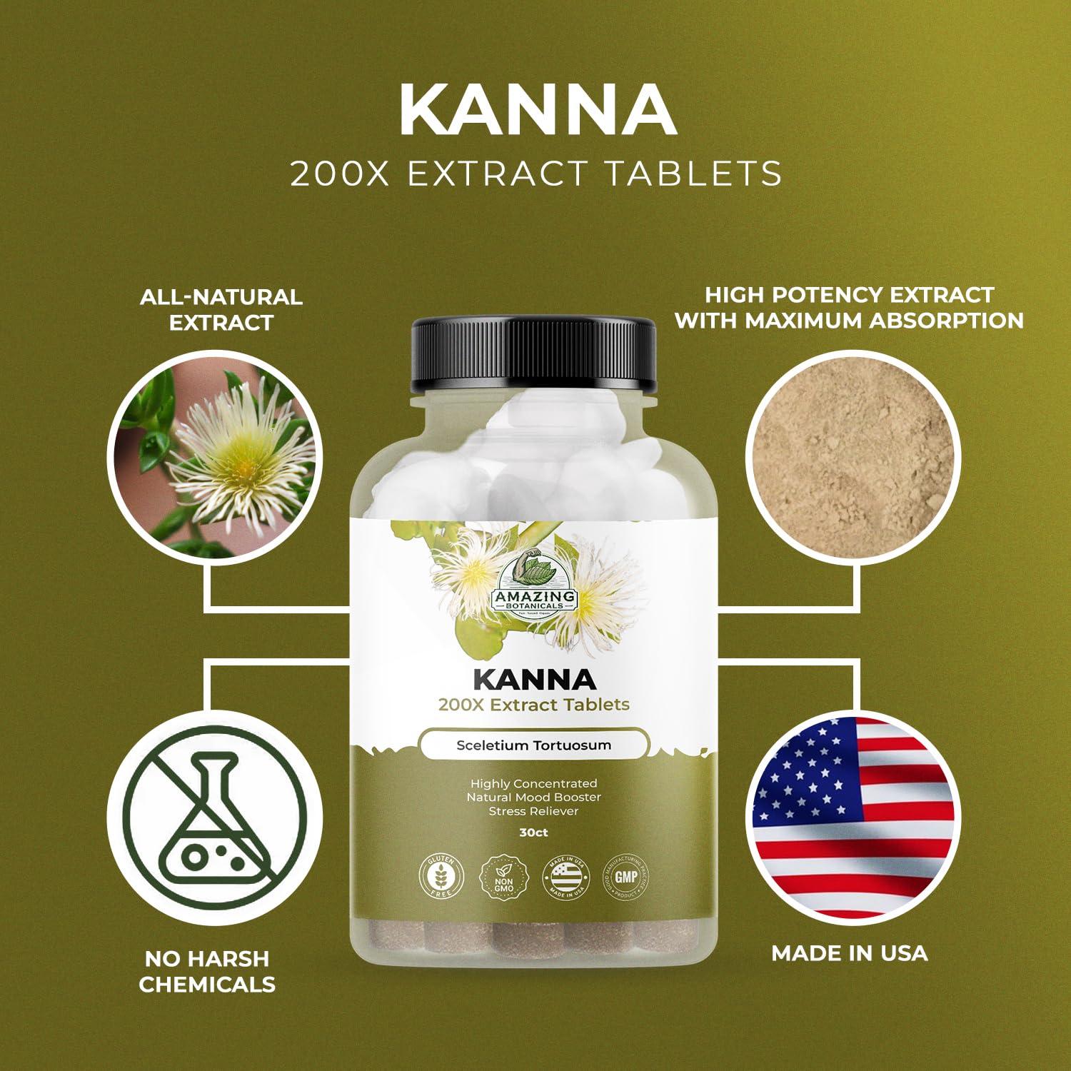Amazing Botanicals Amazing Botanicals Kanna Extract Tablets - Sceletium Tortuosum, 10,000 mg Each - Enhances Energy, Boosts Mood, Immune System Booster, 30 Tablets