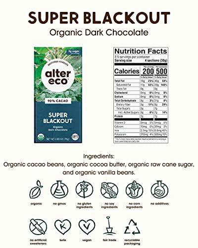 Alter Eco Alter Eco | Dark Chocolate Bars | Pure Dark Cocoa, Fair Trade, Organic, Non-GMO, Gluten Free (2-Pack Super Blackout)