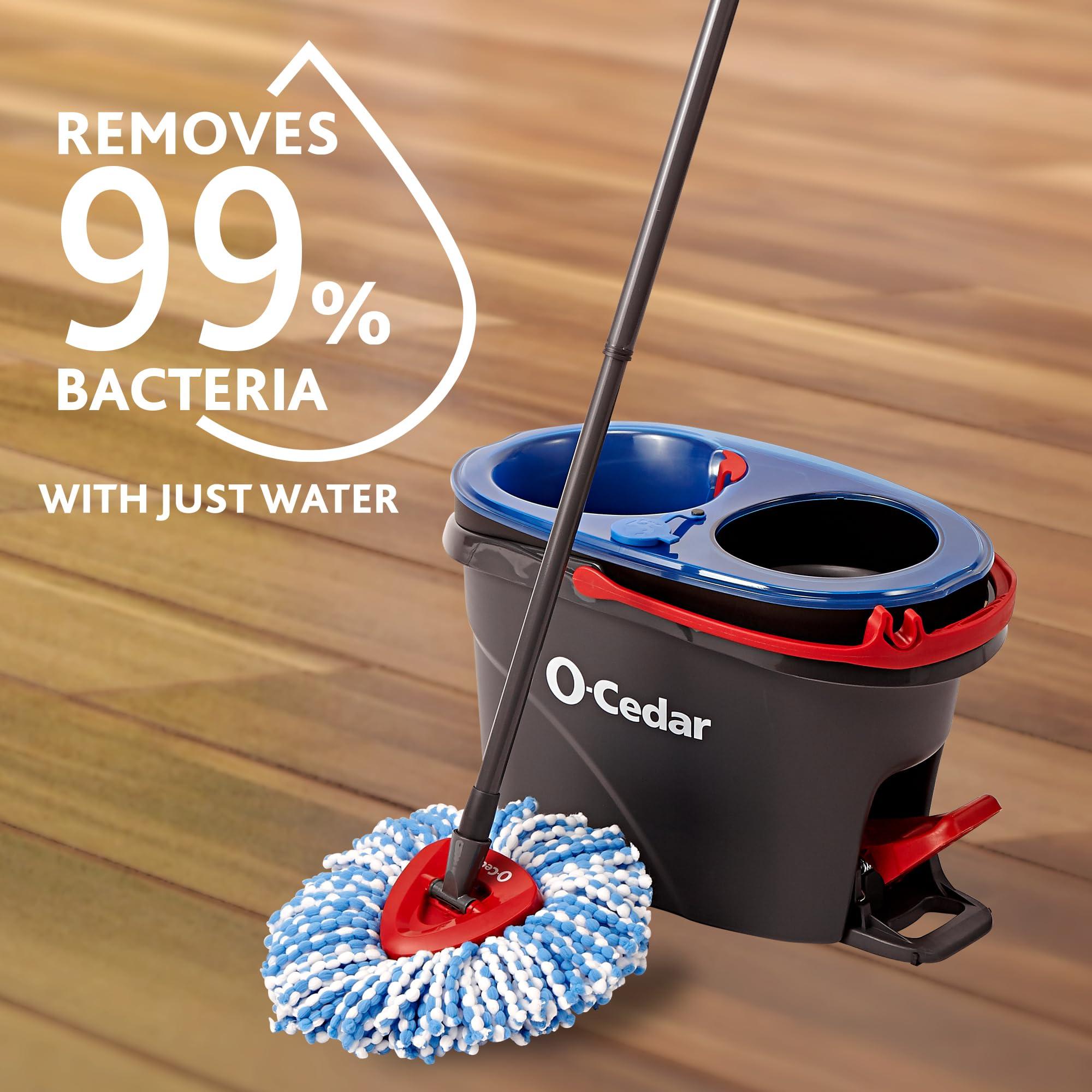 O-Cedar O-Cedar RinseClean Spin Mop & Bucket System + 2 Extra Mop Heads| Clean with Clean Water | Removes 99% of Bacteria