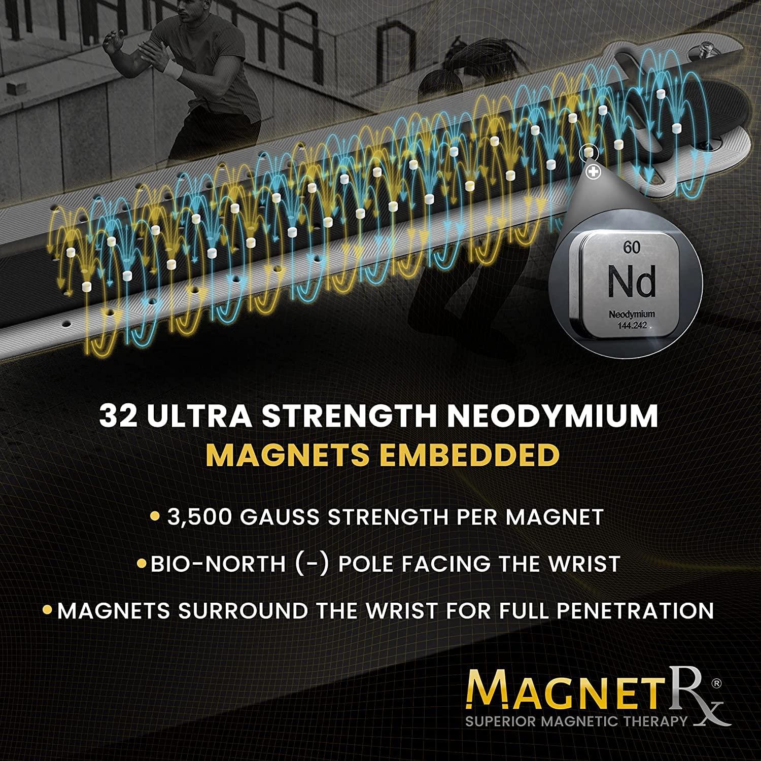 MagnetRX MagnetRX Magnetic Sports Bracelet Waterproof Silicone Bracelet with 32 Magnets Ultra Strength Wide Magnetic Bracelets for Men & Women (Grey | X-Large Size)