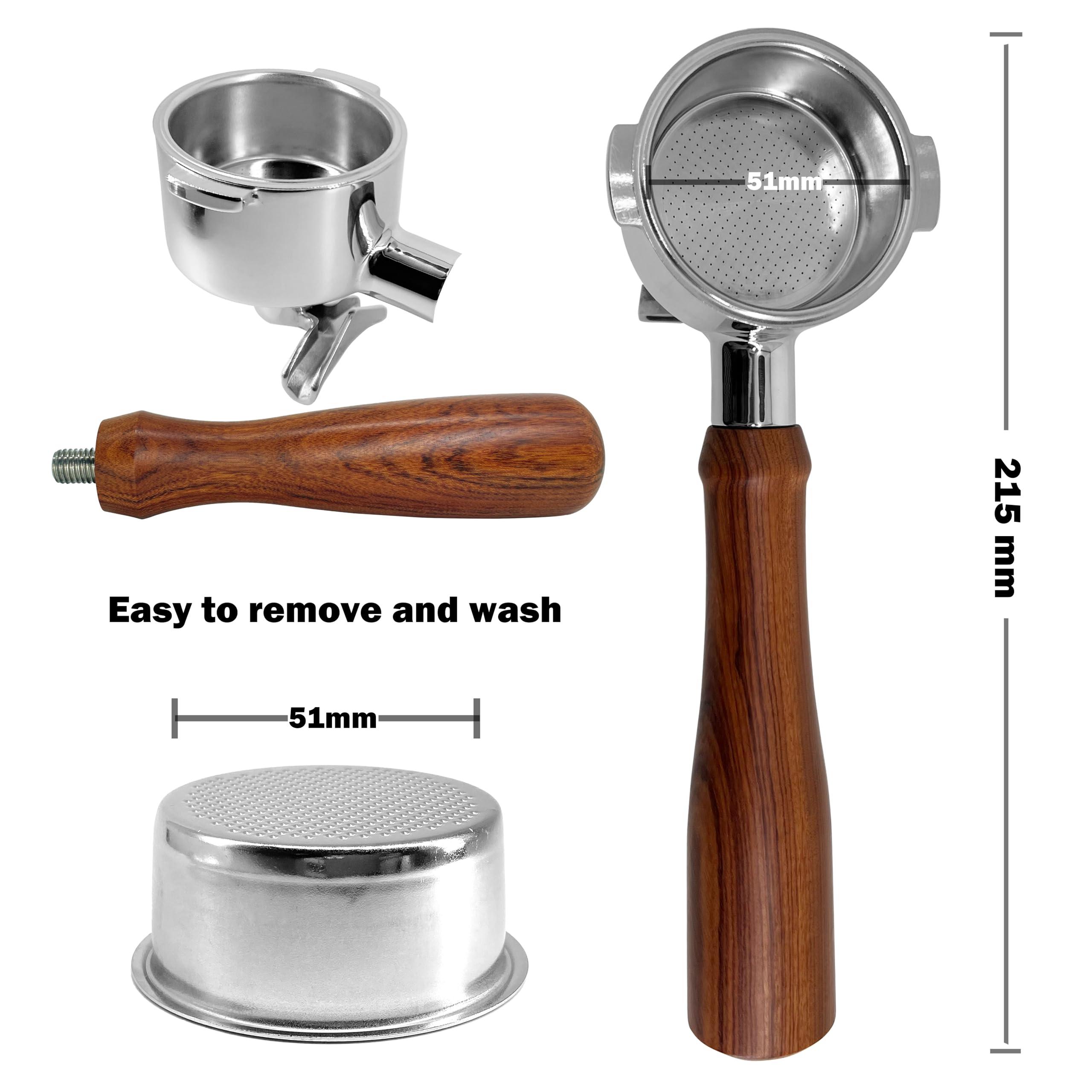 NEOUZA NEOUZA Espresso Portafilter 51mm Compatible with DeLonghi Stilosa ECP31.21 ECP33.21 ECP35.31 Coffee Machine Non-pressurized Basket, Double Spouts (2 Ears)