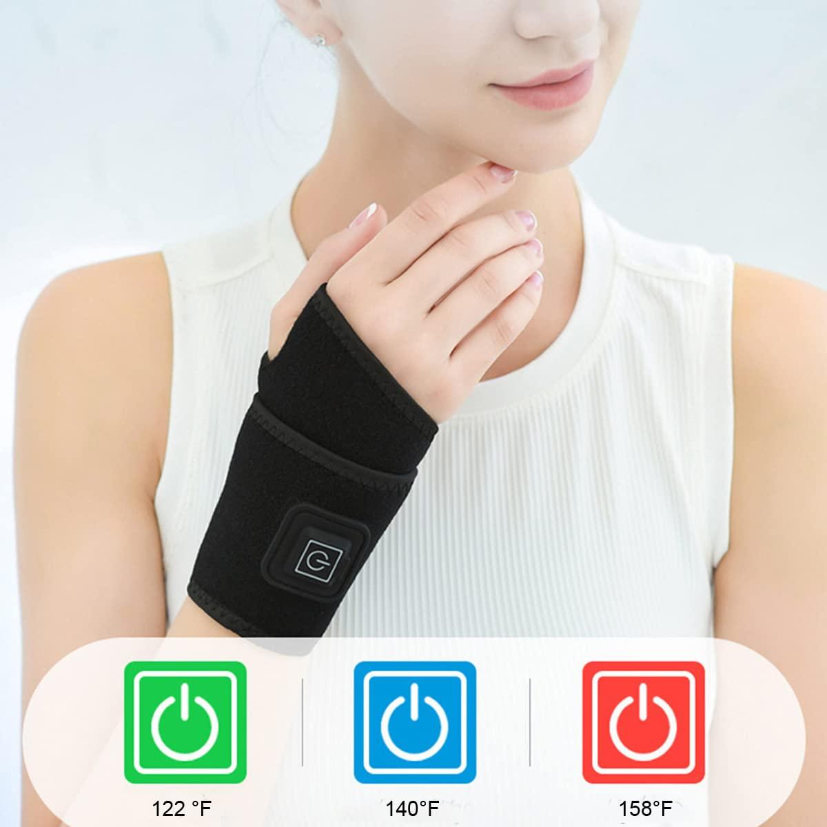 Holiberty Holiberty Heated Wrist Brace for Carpal Tunnel Pain Relief, Far infrared Heating Pad Wrist Wraps Auto Shut Off, Women Men Compression Hand Support Straps Wrist Warmer Braces for Arthritis Tendonitis
