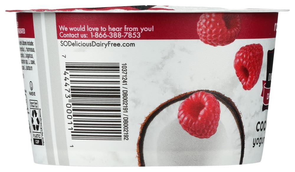 SO DELICIOUS So Delicious Dairy Free Coconut Milk Yogurt, Raspberry, 5.3 Ounce (Pack of 8)