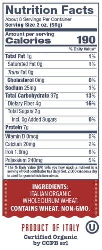 DeLallo DeLallo Organic Whole Wheat Spaghetti Pasta, 1lb, 16-Pack