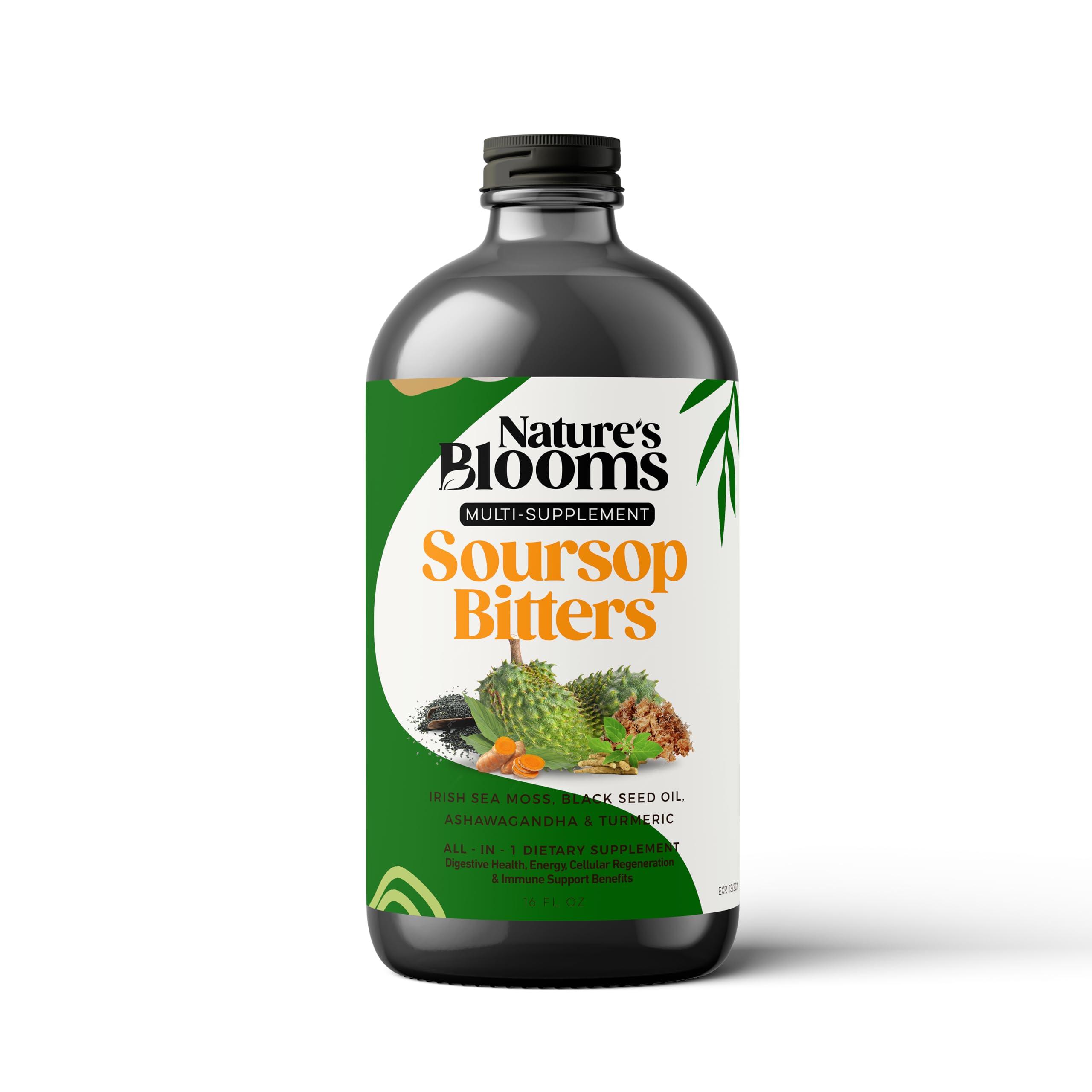 Nature\'s Blooms Soursop Bitters Liquid Supplement, 16 oz | Nature\'s Best Bitters | Health-Focused Ingredients for Antioxidant, Immune Support, and Digestion