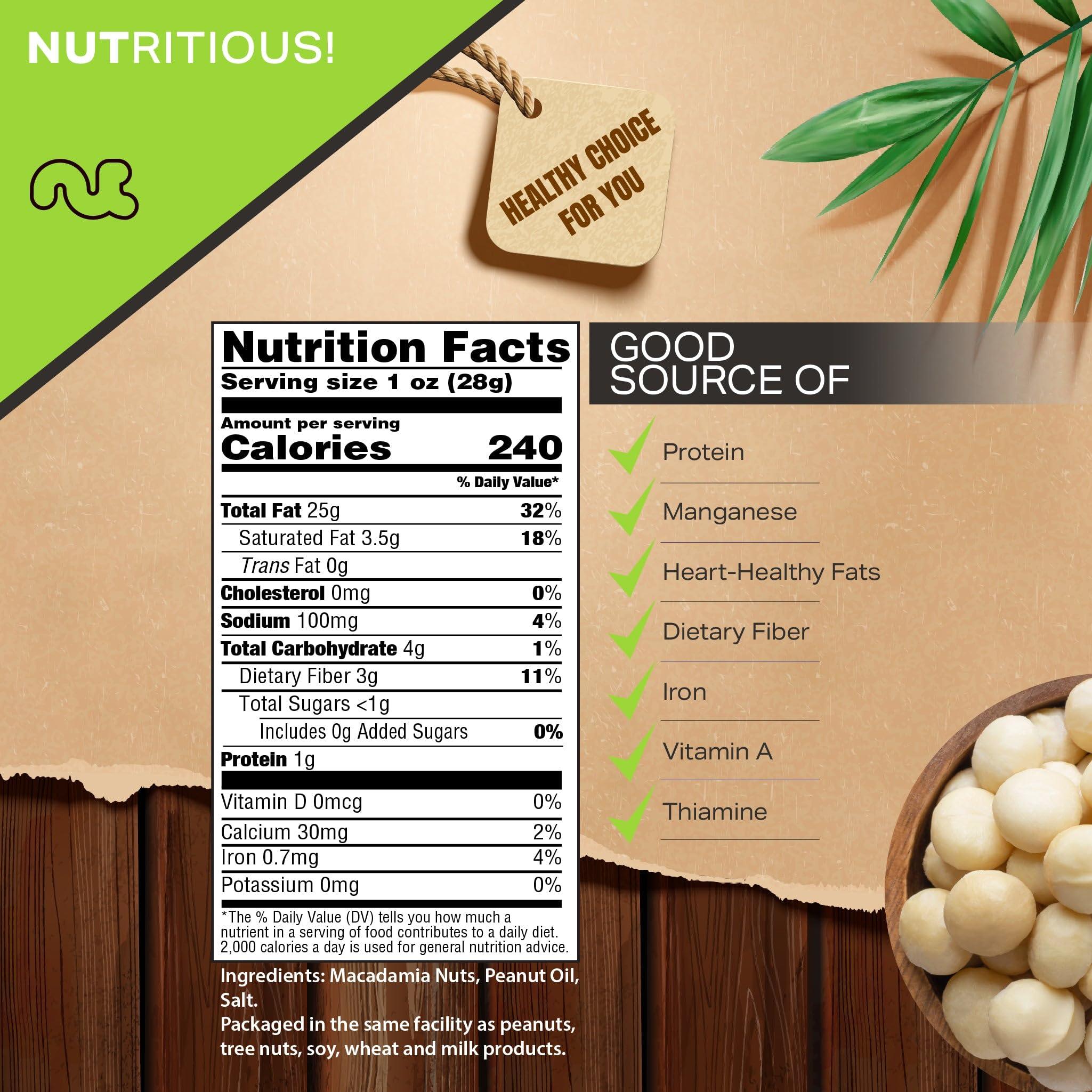 Nut Cravings NUT CRAVINGS - Roasted & Salted Macadamia Nuts - No Shell, Whole (16oz - 1 LB) Bulk Nuts Packed Fresh in Resealable Bag - Healthy Protein Food Snack, All Natural, Keto Friendly, Vegan, Kosher