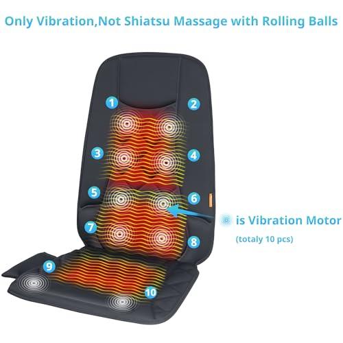 CARSHION CARSHION 10 Vibration Motors, Massage Seat Cushion with Heat,Back Massager for Chair Back Massager Heated Seat Cover Massage Chair Pad for Pain Relief Home Office Use