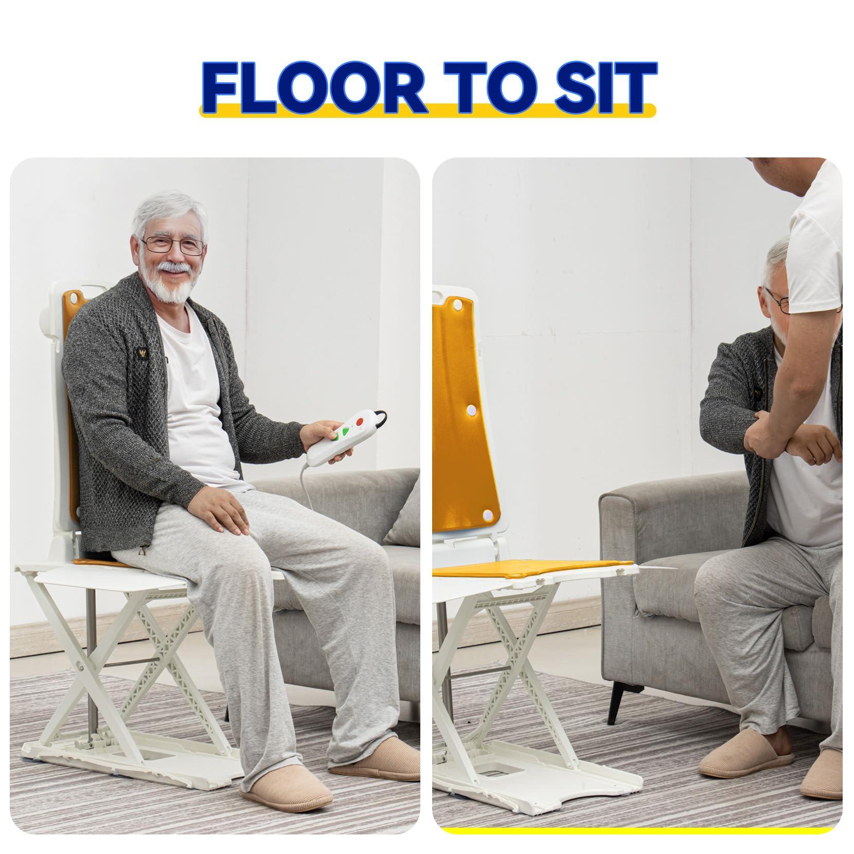 Oiameen Oiameen Electric Chair Lift, Up to 20inch Floor Lift for Elderly Falls with Remote Control, IP68 Waterproof Bath Tub Lift for Seniors, Up to 300lbs Lift Chair, for Home Floor Bathtub, 2nd Gen Version