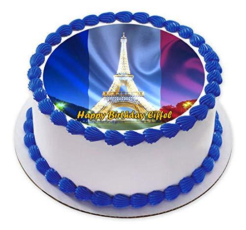 Edible Prints On Cake Eiffel Tower - Edible Cake Topper - 10" round