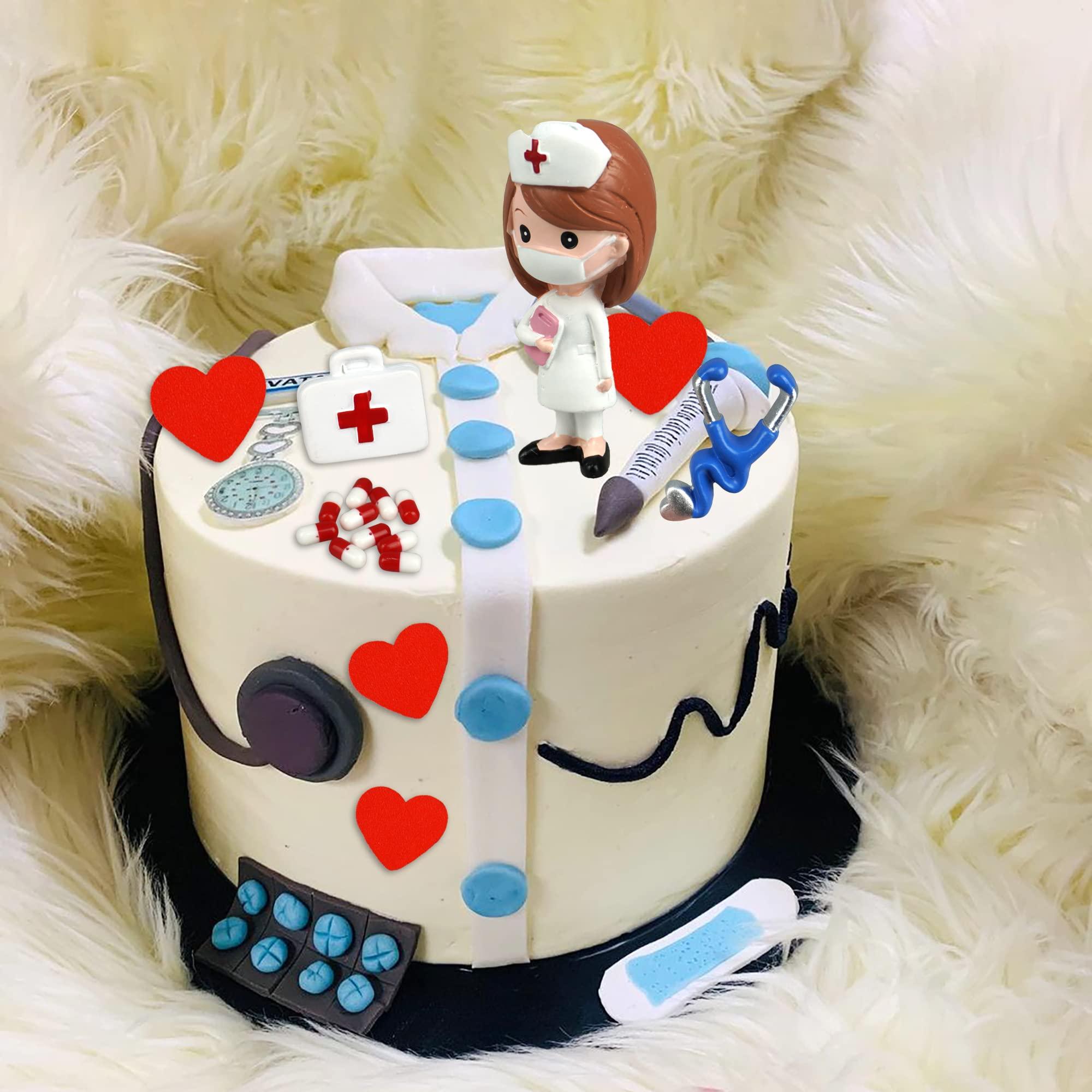 BANBALLON 19PCS Nurse Cake Toppers Nursing Cupcake Toppers Medicine Stethoscope Medical Instruments Decorations for Medical Rn Doctor Nurse Themed Party Supplies Nursing Graduation Cupcake Decorations
