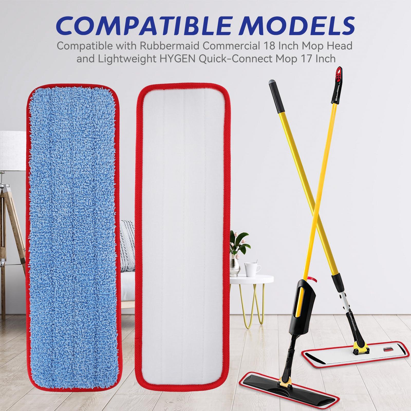 Sgizoku Microfiber Mop Pads for Rubbermaid Commercial 18 Inch Mop and 17 Inch Mop - 12 Pack Reusable Wet & Dry Cleaning Mop Head Replacement Refills Fit for Any Microfiber Flat Mop System 18\" and 17\"