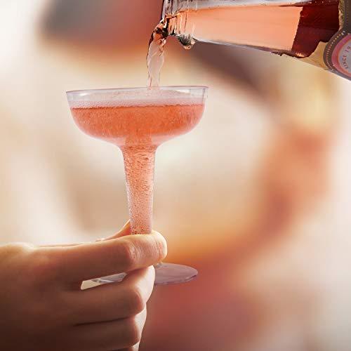 Oasis Creations Oasis Creations Plastic Champagne Glasses Set (50 Count) 4.5 Ounce - Stem Cups 2 Pieces - Ideal for Birthday Party, Wedding Reception and More