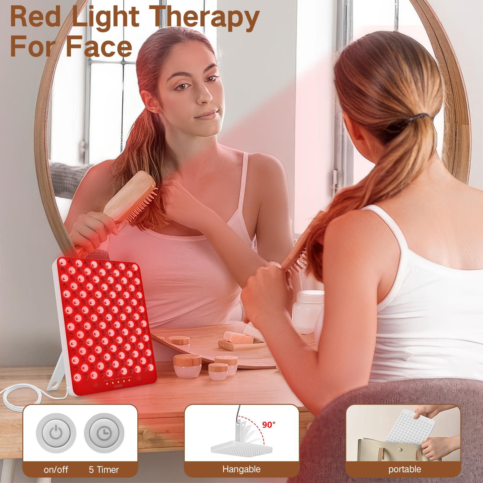 SUXIO SUXIO Red Light Therapy Lamp - 165 LED Red Light Therapy Panel for Face & Body, Portable Deep 660nm - 850nm Near Infrared Light Therapy Device with Eye-Patch, White