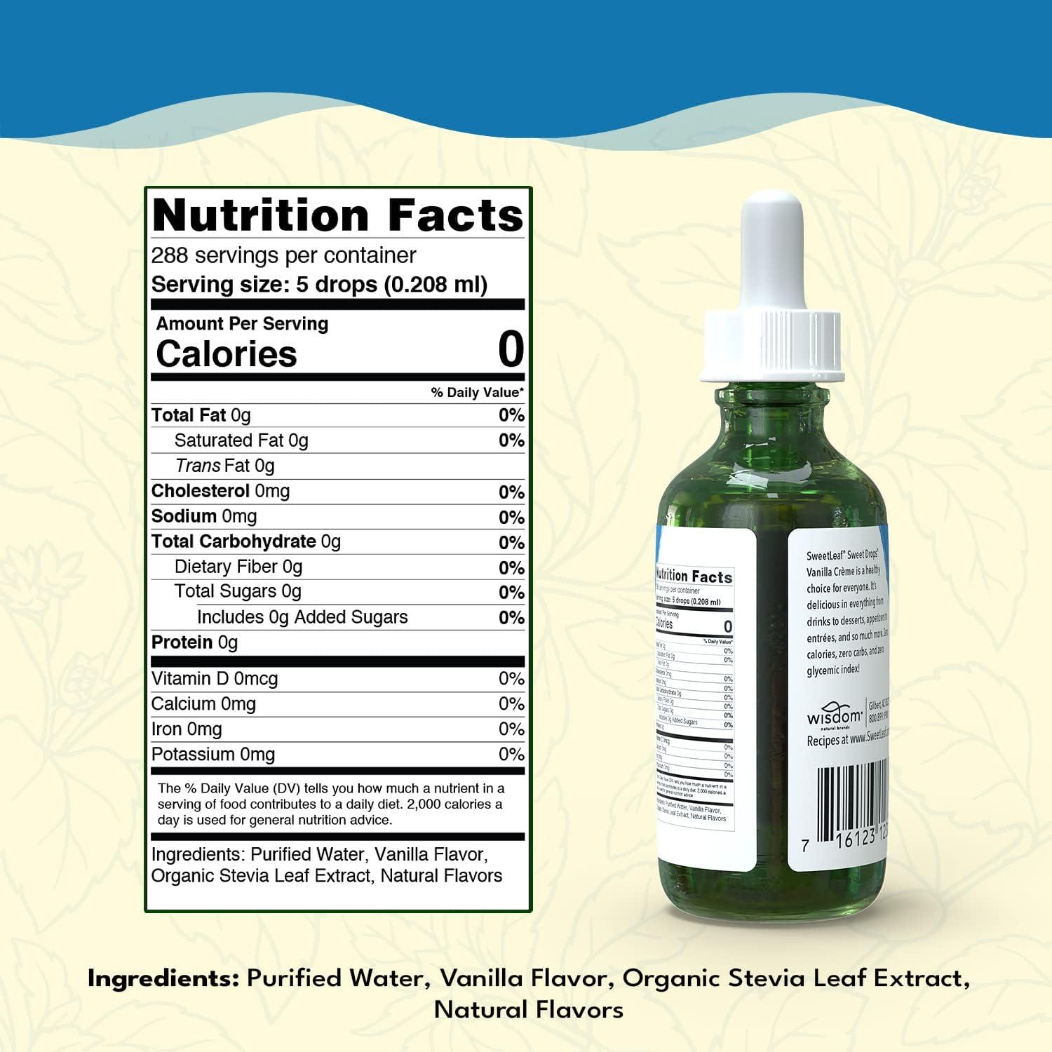 Sweet Drops SweetLeaf Sweet Drops - Flavored Stevia Liquid Sweetener, Organic Stevia Extract, Zero Calorie, Keto Friendly, Non GMO, Natural Flavor, Sugar Alternative - Vanilla Creme, 2 Fl Oz (Pack of 3)