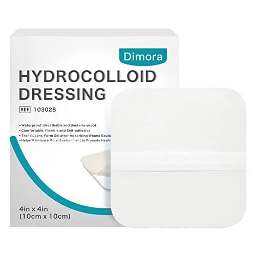 Dimora Dimora Hydrocolloid Dressing 4\" x 4\" 10 Pack 0.5mm Thick + Silicone Foam Dressing with Border 20 Pack Adhesive 4\"x4\"