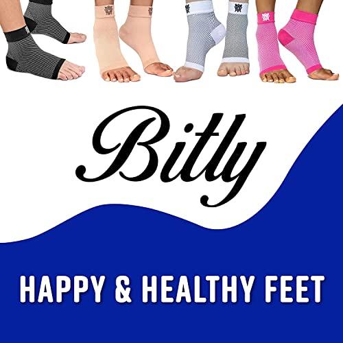 Bitly Bitly Plantar Fasciitis Compression Socks for Women & Men - Best Ankle Compression Sleeve, Nano Brace for Everyday Use - Provides Arch Support & Heel Pain Relief (White, Medium)