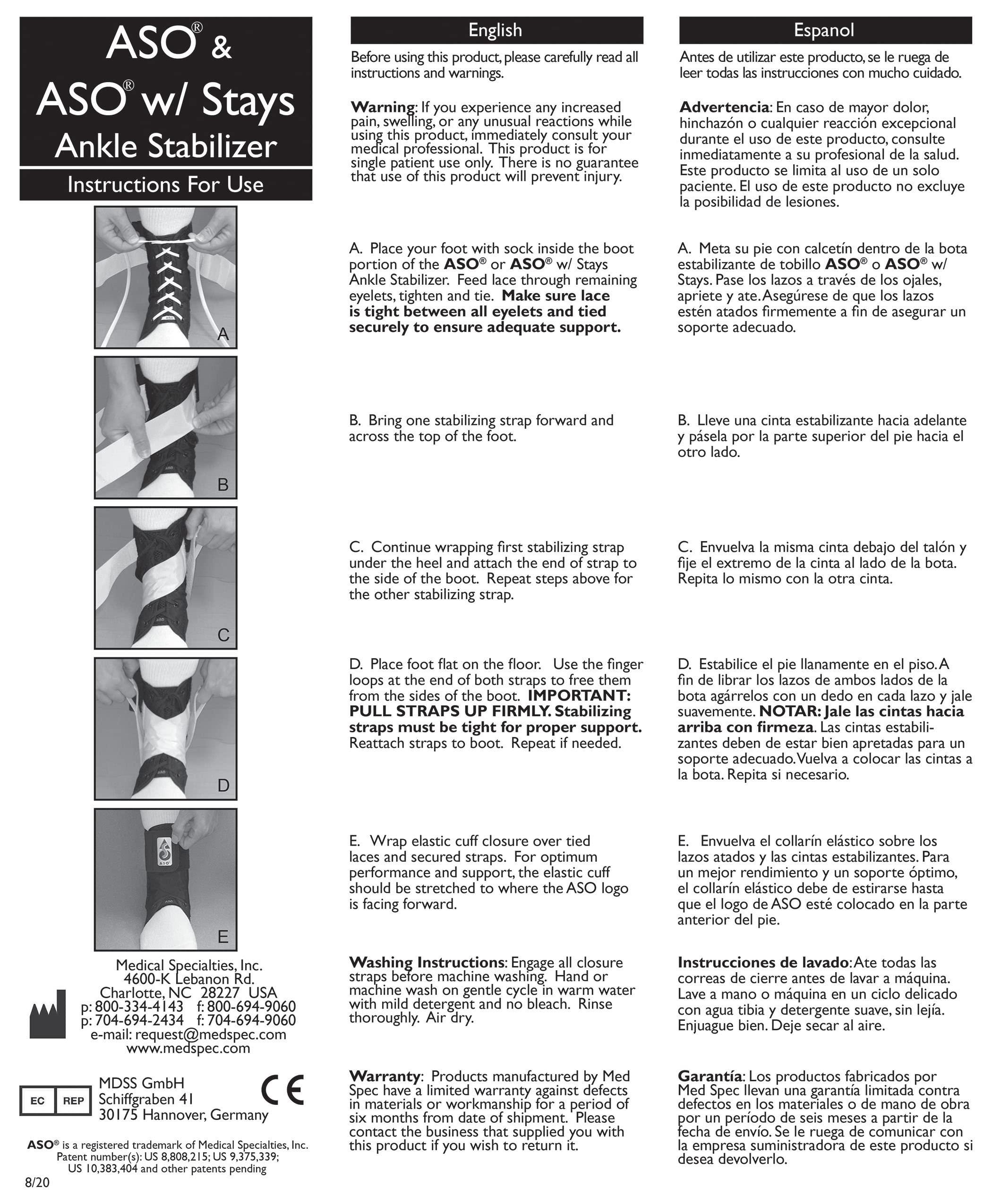 Med Spec Med Spec ASO Ankle Stabilizer, White, X-Large