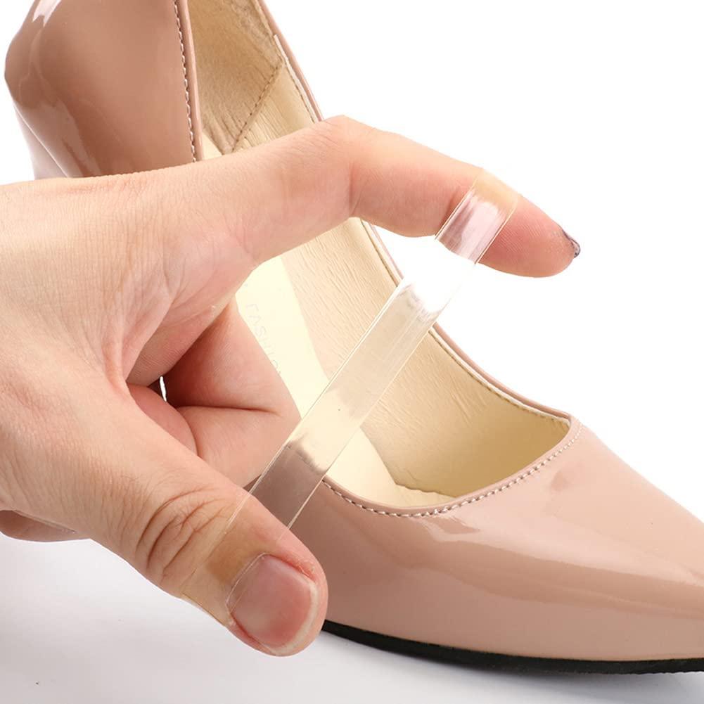 QUUPY 5 Pairs Women Silicone Transparent Invisible High Heel Shoe Straps for Holding Loose High Heel Reusable Clear Ankle Straps