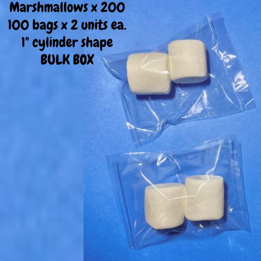 KOOKIE PLUS Individually Wrapped Marshmallows | 100x2 sets = 200 units (BULK Box) | 1\" cylinder shape | Great for gatherings, camping, fire pits, birthday parties, corporate outings | Smores