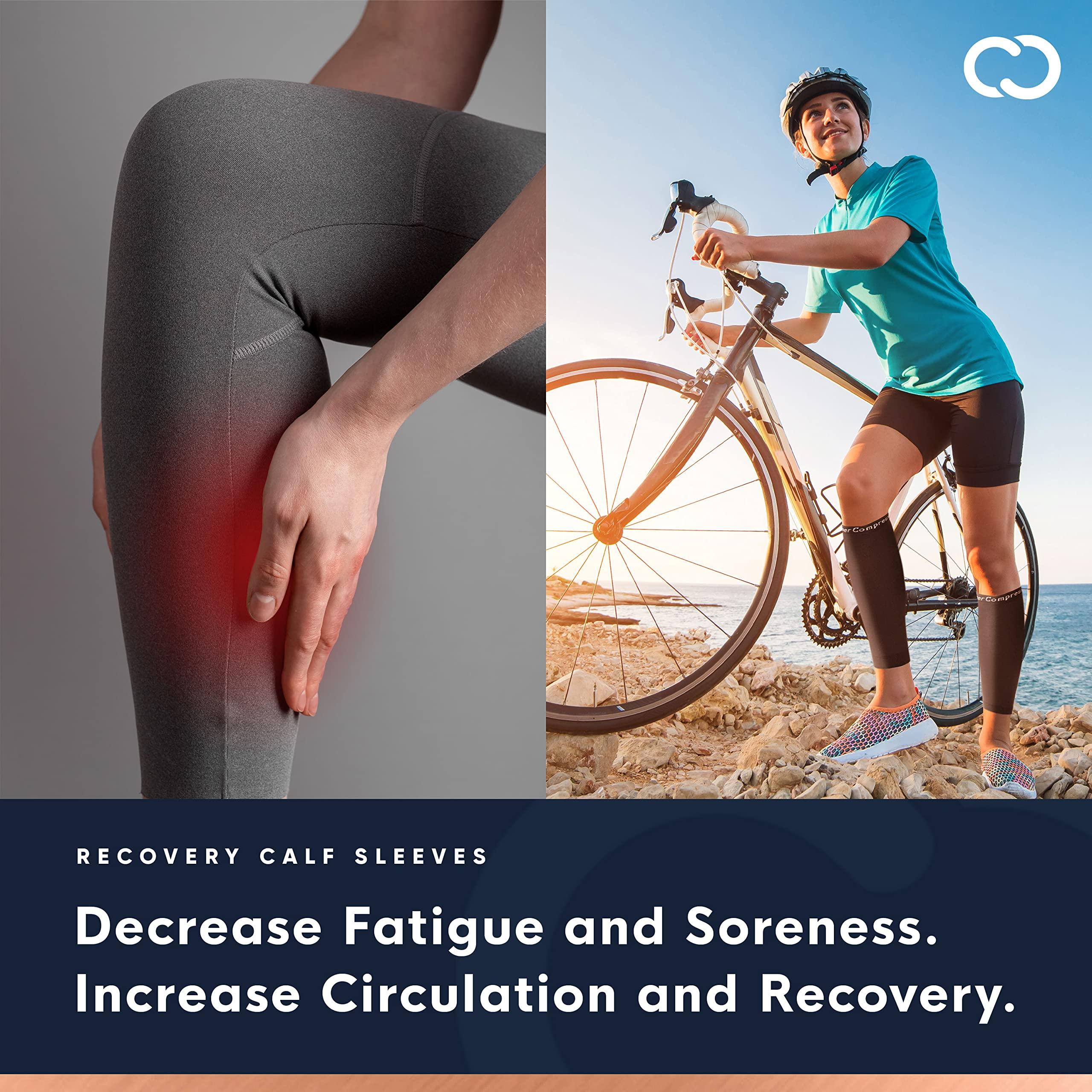 Copper Compression Copper Compression Calf Sleeves for Shin Splints, Varicose Veins, Arthritis, Sprains, Running, Cycling - Men & Women - 1 Pair