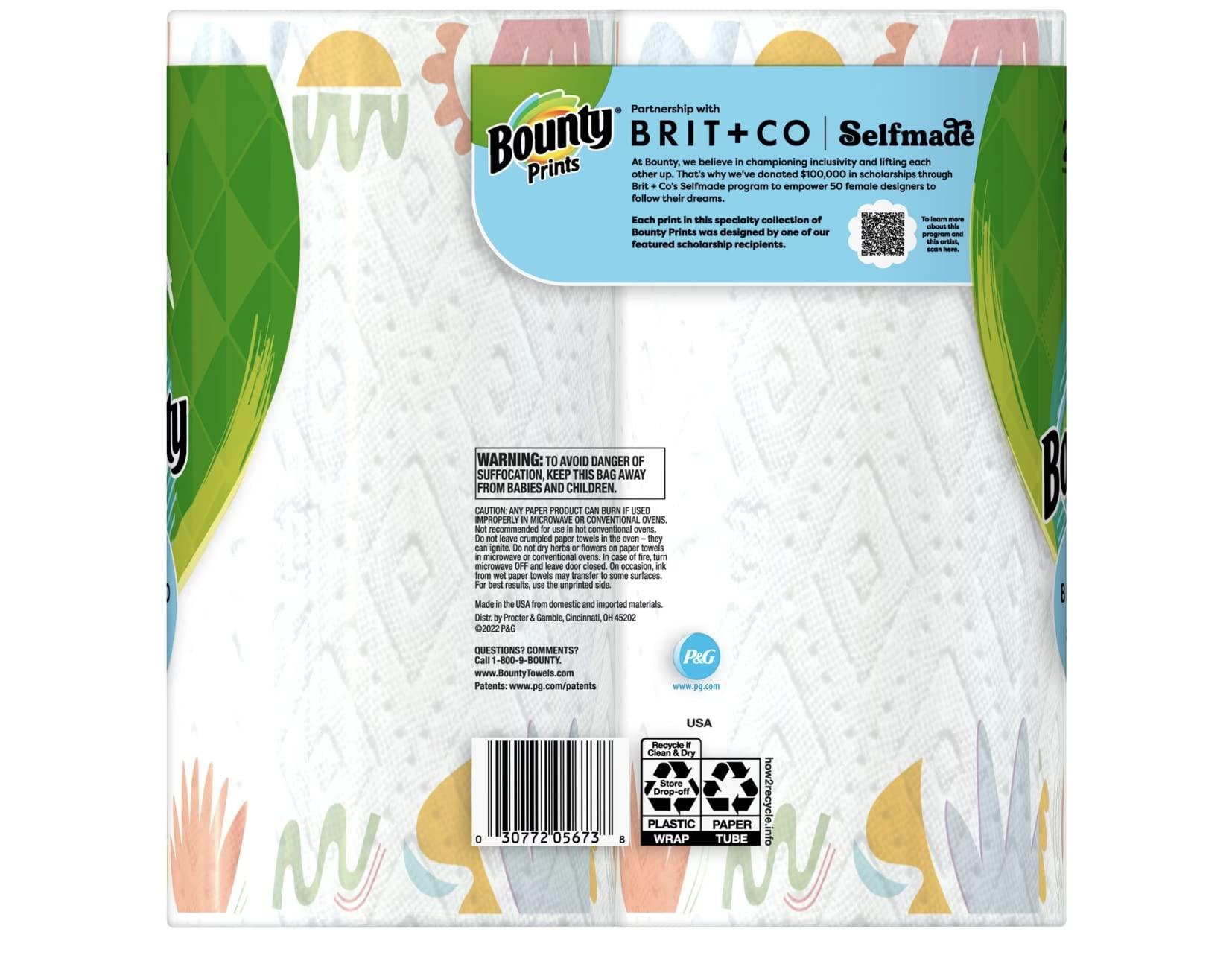 Bounty Bounty Paper Towels, Prints - 2 pk
