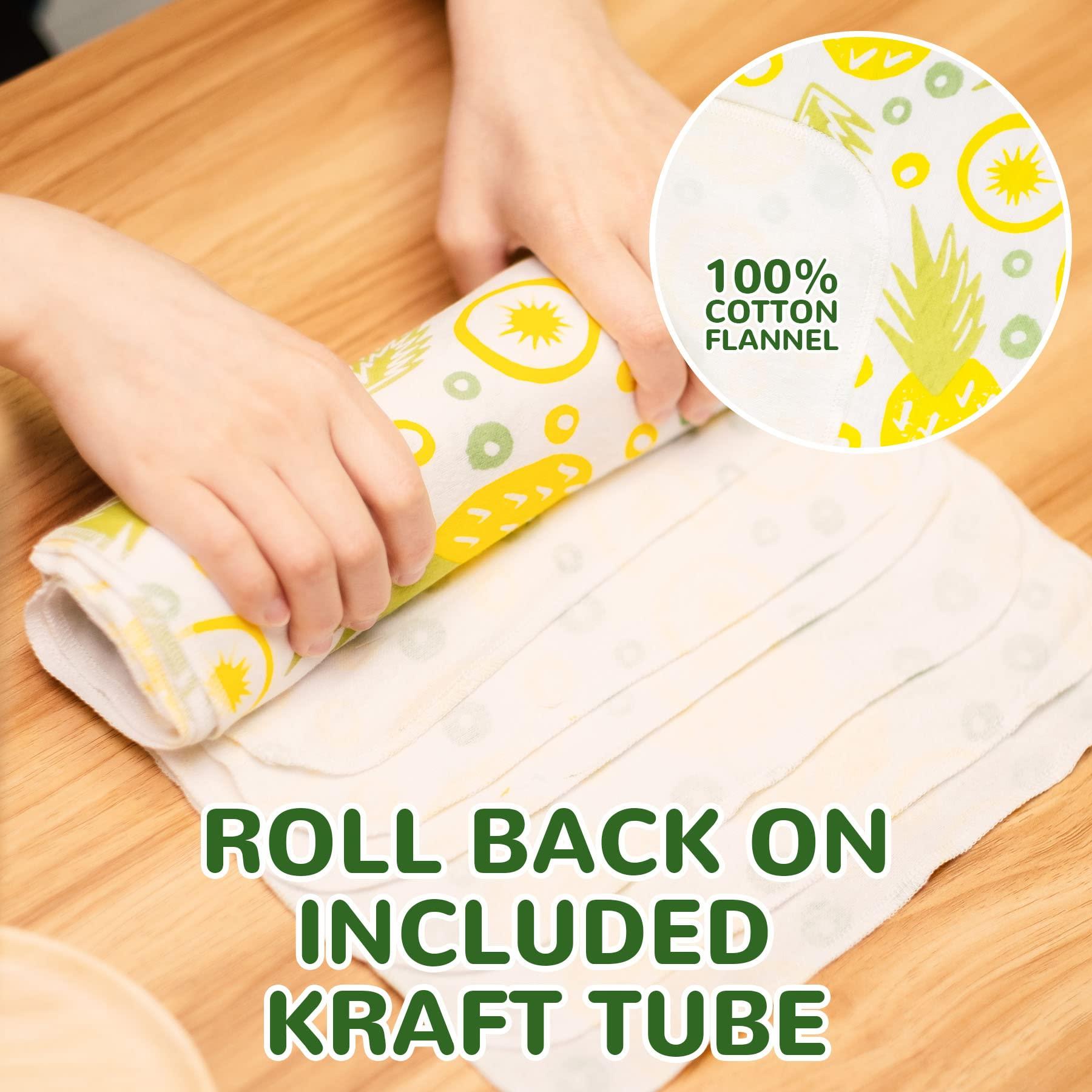 BOJUST BOJUST Reusable Paper Towels Washable Roll-12 Pieces Eco Cotton Paperless Paper Towels | Napkins Cloth Paper Towels for Kitchen | Zero Waste Products Alternative Paper Towel(Pineapple, 12 Towels)