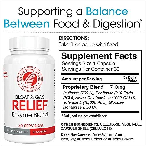 Silver Fern Silver Fern Bloat & Gas Relief Digestive Enzyme Blend - 2 Bottles = 60 Servings - FODMAP & Bloating Digestion Supplement with Tolerase L, Pectinase & More (2 Bottles)