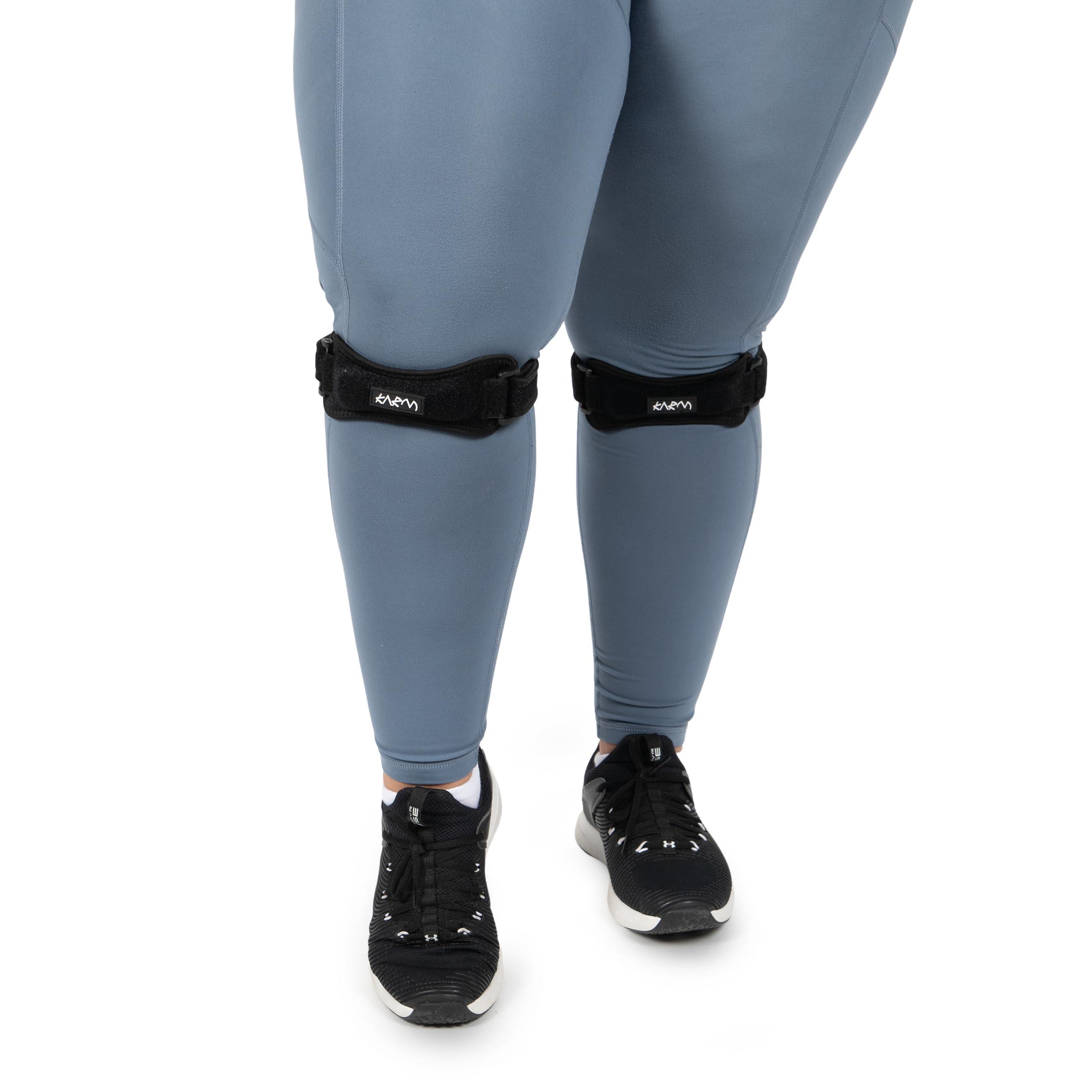 KARM KARM Plus Size Knee Brace for Women & Men Plus Size - Patella Band - Patellar Tendon Support Strap for Jumpers Knee Pain, Basketball, Sports, Obese (XXL/3XL/4XL/5XL/6XL, Pair of 2 Straps, Black)
