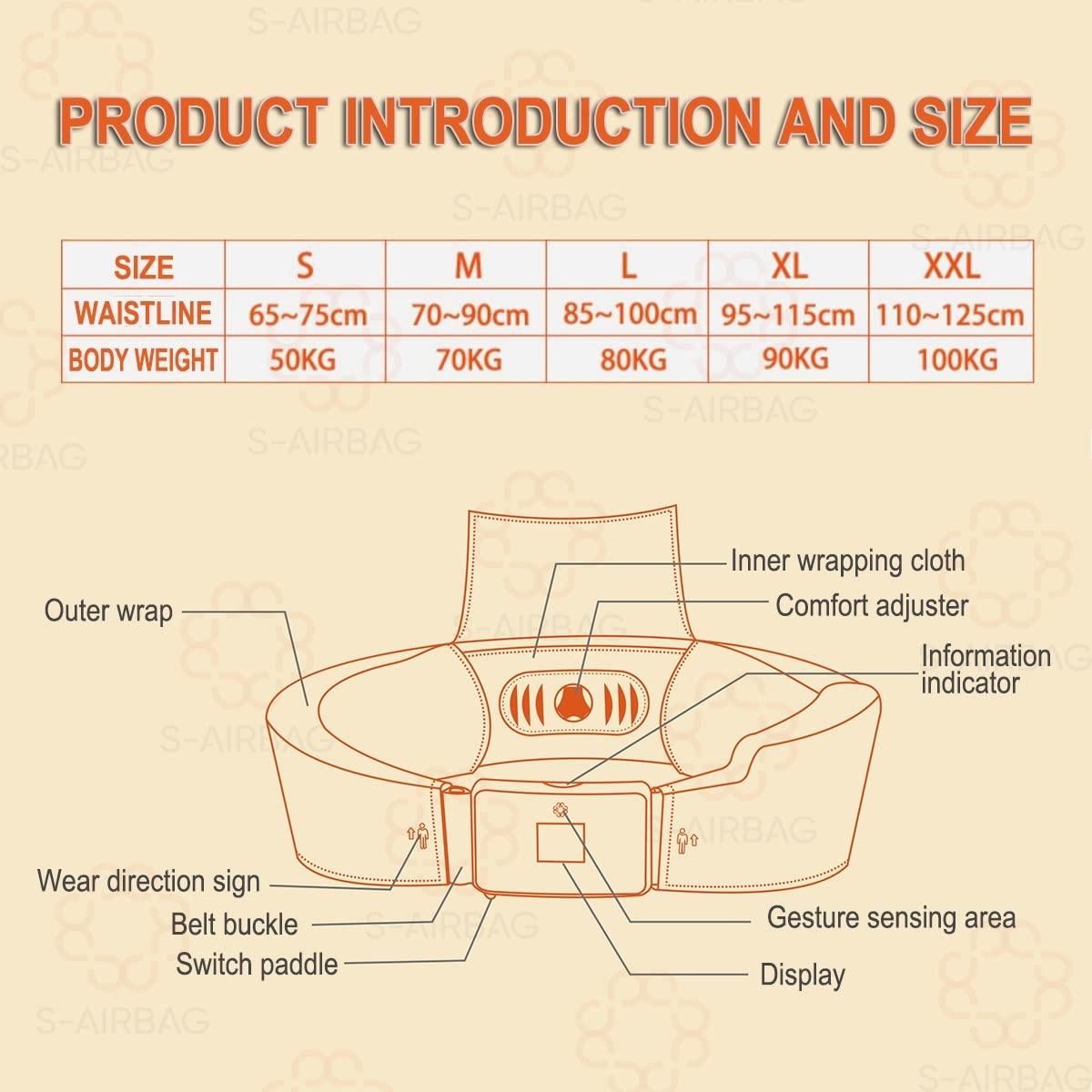 Stoge Smart Airbag Waist Protection Belt, 0.18s Trigger Alarm to Prevent Falls and Injuries, Suitable for Elderly People with Reduced Mobility Body Protection Expert