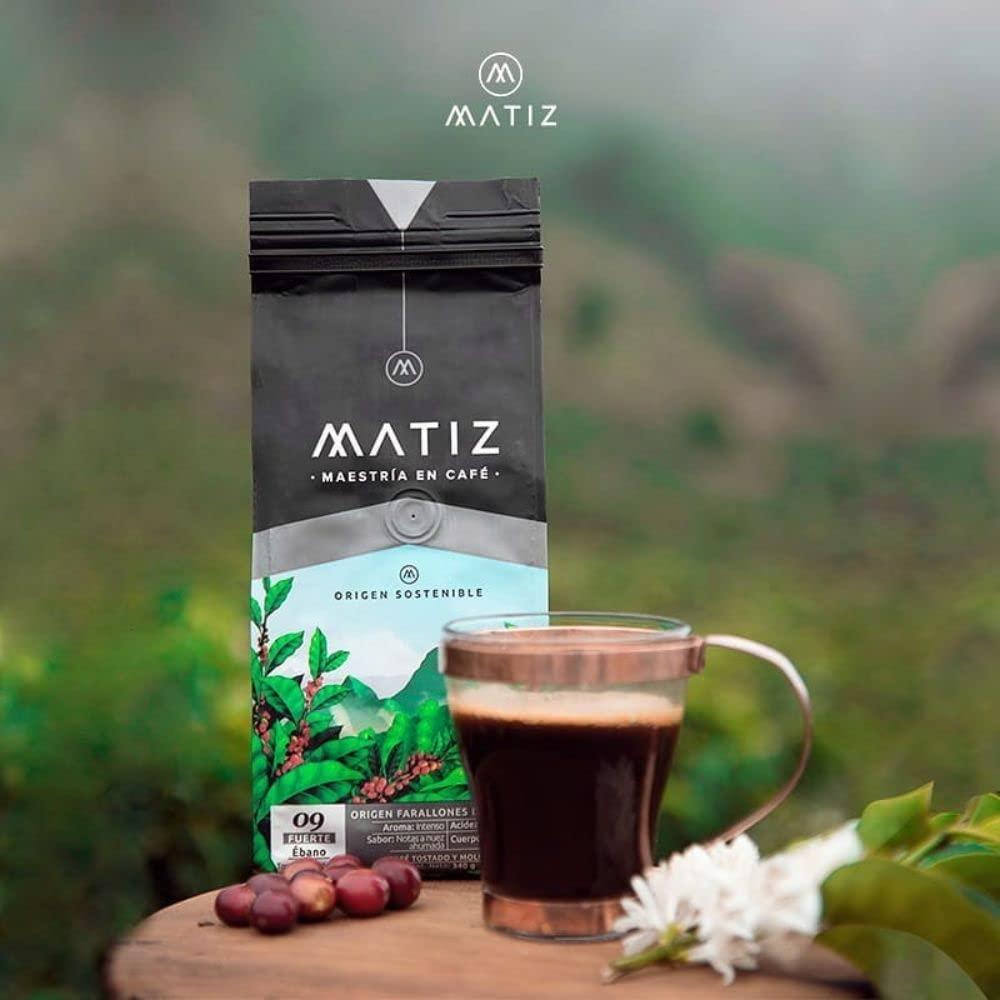 RUUFE Matiz Colombian Strong Coffee (2 Pack) Strong & Intense roasted and ground coffee Matiz Cafe Colombiano Molido y Tostado Intenso y fuerte Colombian Coffee Matiz Escarlata Matiz Ebano
