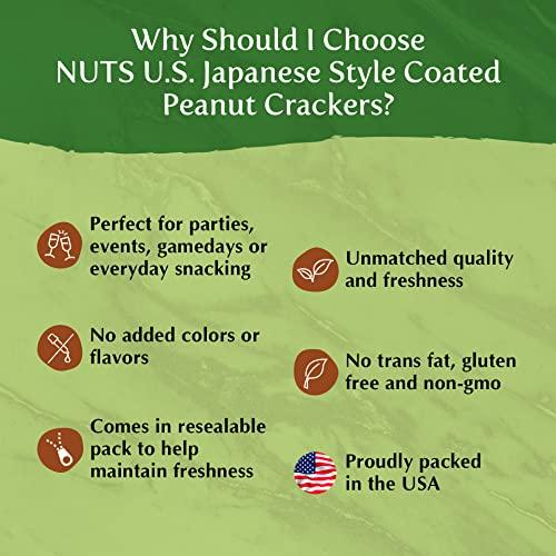 NUTS - U.S. - HEALTH IN EVERY BITE ! NUTS U.S. - Japanese Coated Peanut Crackers | Japan Mix | No Trans Fat and Non-GMO | Natural Snacks | Packed in a Resealable Bag!!! (Japan Mix, 3 LBS)