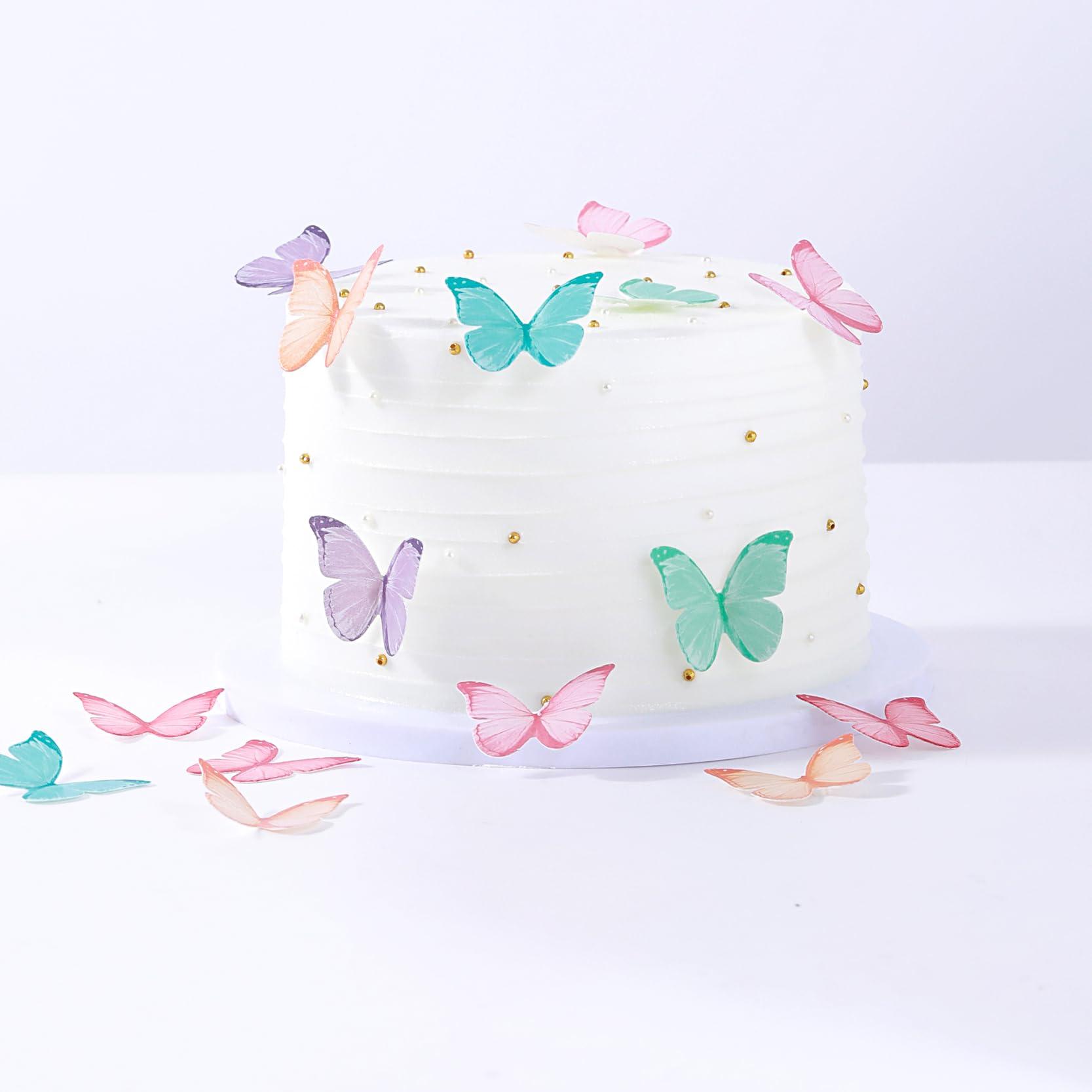 YOcity YOcity Butterfly Cupcake Toppers 48Pcs Edible Butterfly Cake Decorations Edible Butterflies for Cake Decorating Wafer Paper Butterflies For Wedding Birthday Anniversary Themed Party (Mix Color)