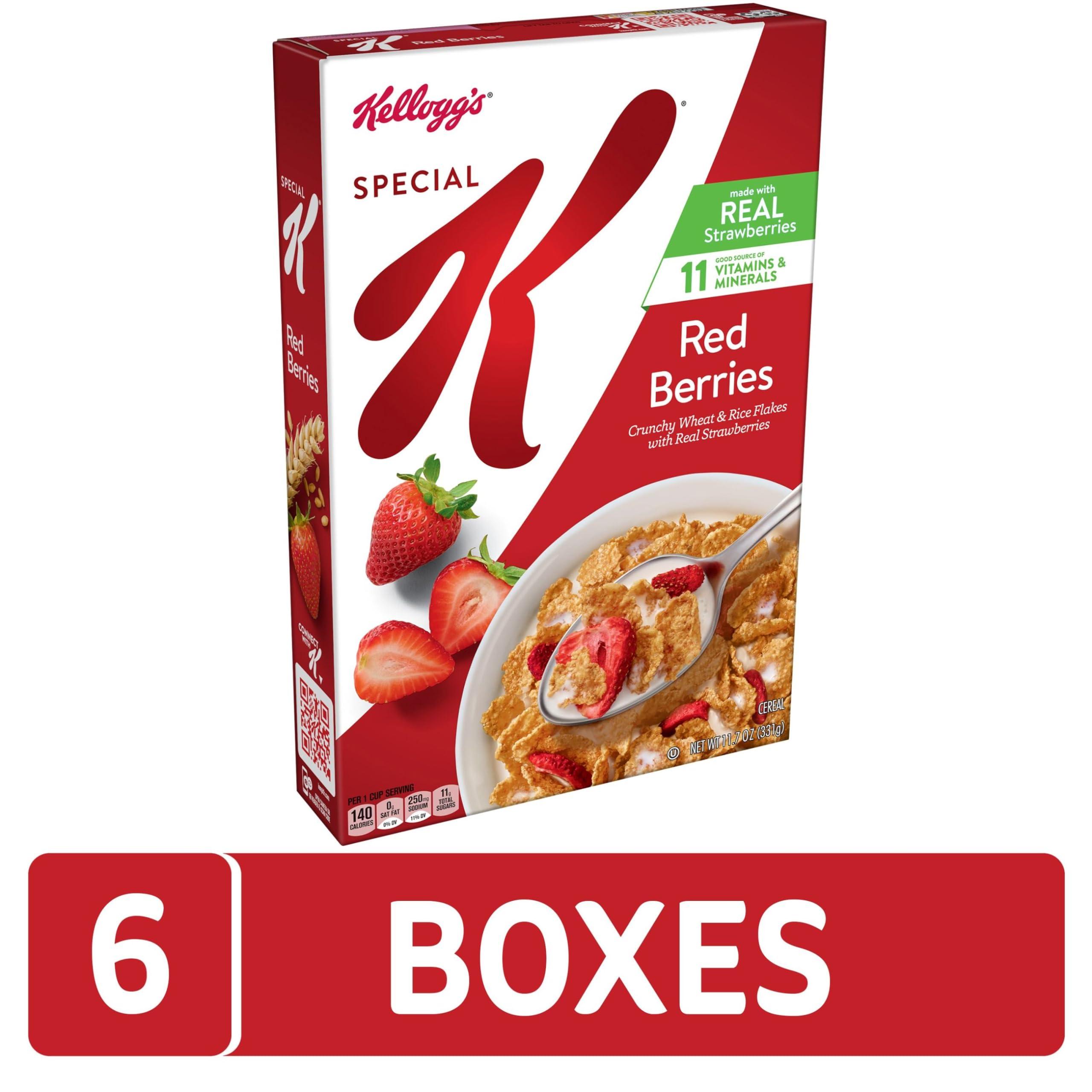 Special K Kelloggs Special K Breakfast Cereal, 11 Vitamins and Minerals, Made with Real Strawberries, Red Berries, 4.4lb Case (6 Boxes)