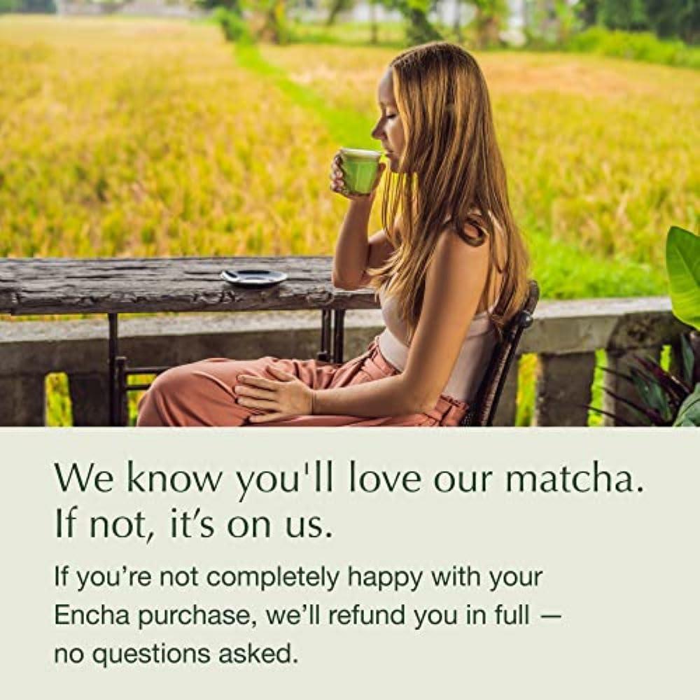 Encha Encha Ceremonial Grade Organic Matcha Powder - First Harvest Organic Japanese Matcha Green Tea Powder, From Uji, Japan (Organic Ceremonial, 1 Pound (Pack of 1))