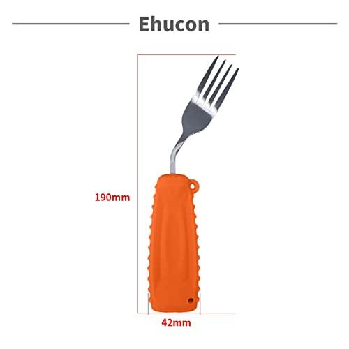 Ehucon Ehucon Adaptive Weighted Silverware Utensils Angled Fork for Hand Tremors Parkinsons,Weighted Utensils with Non-Slip Easy Grip Handles for Independent Eating(Left Hand,Orange,Pack of 1)