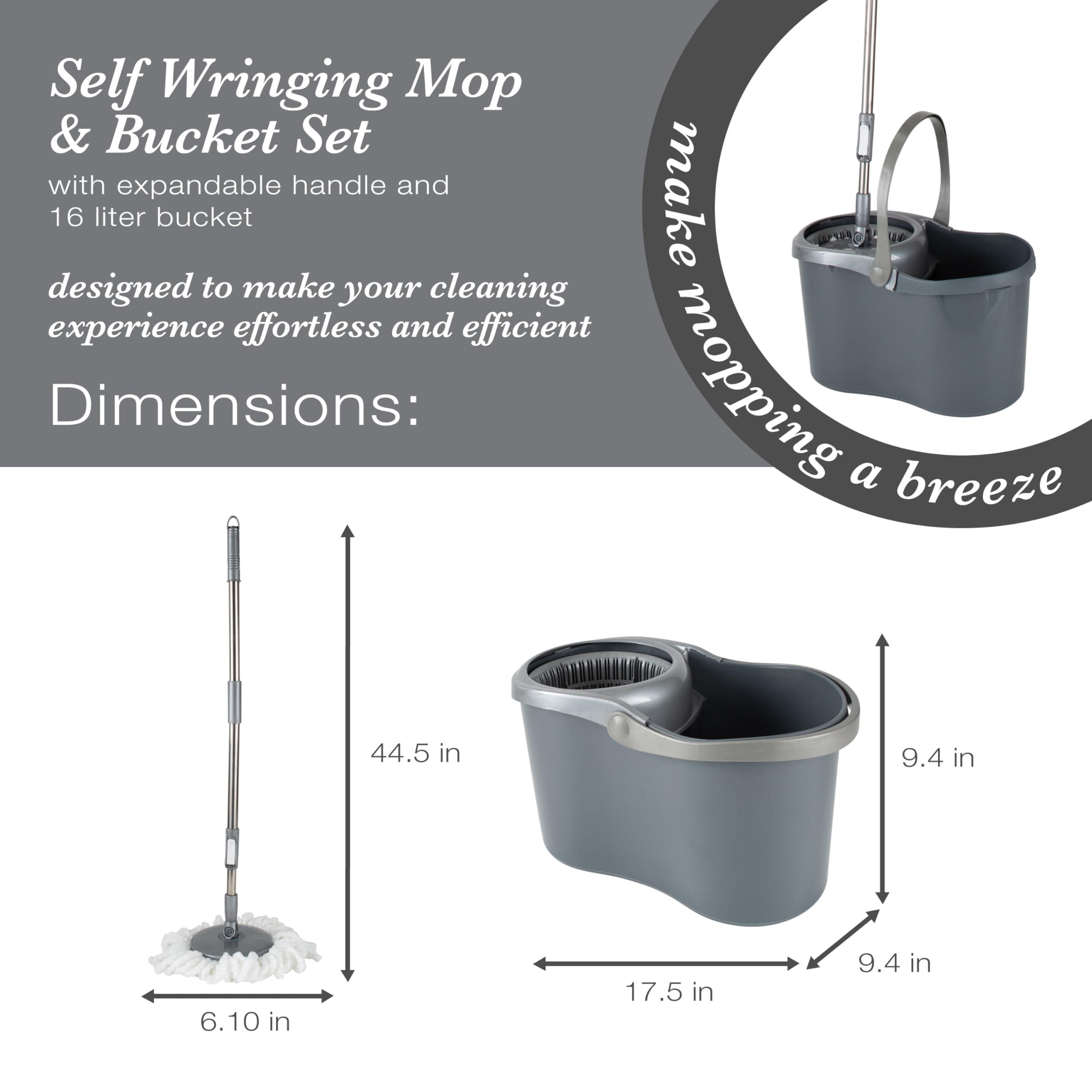 Simplify Simplify Self Wringing Mop & Bucket Set | 16 Liter | Extendable Handle | Gentle on Floors