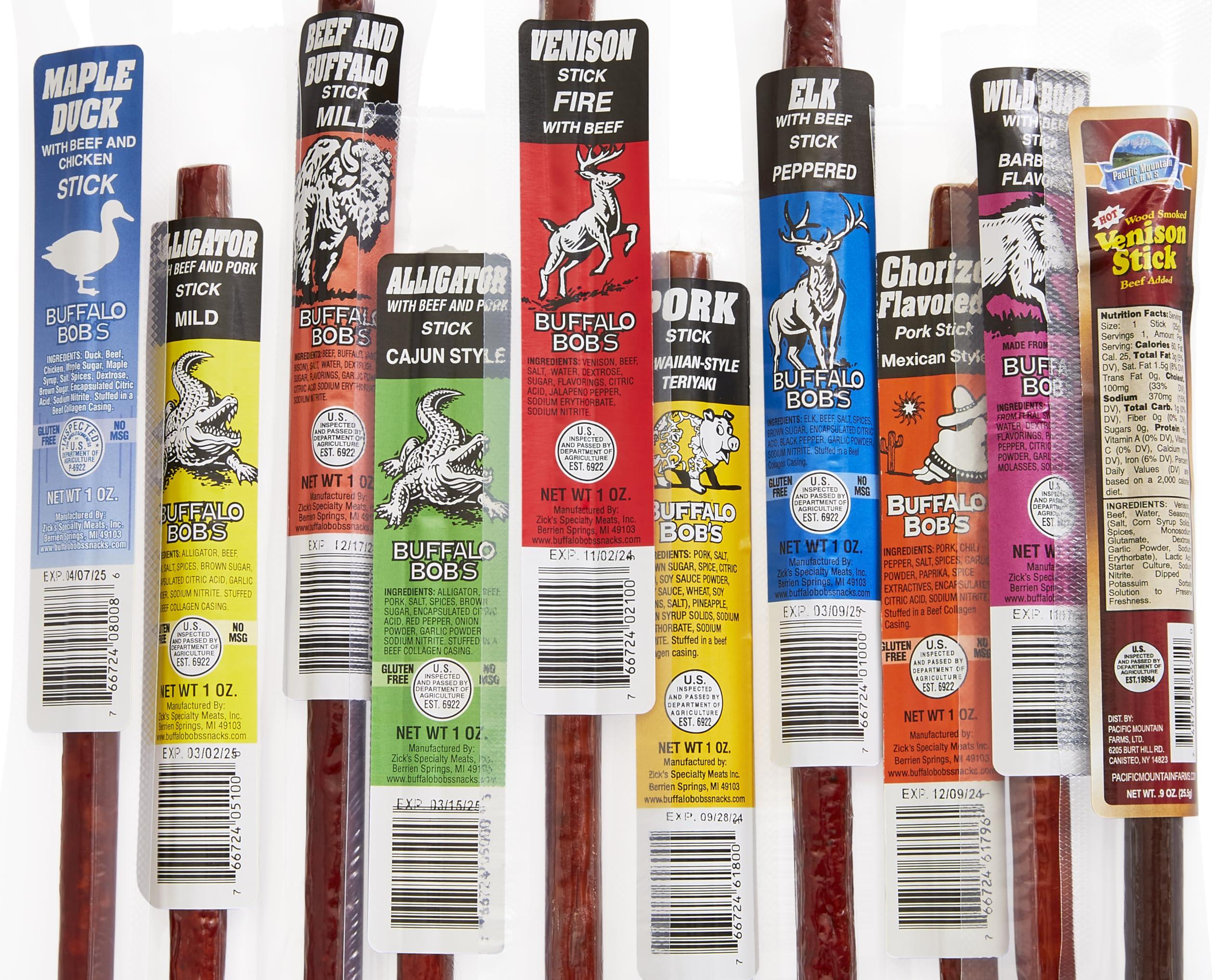 Jerky Dynasty Jerky Dynasty Exotic Meat Stick Snack Mix - Slim Variety Pack, High-Protein Keto Snack with Premium Ingredients, Unique Flavors for Adventurous Tastes, Gift For Men (10 pack)