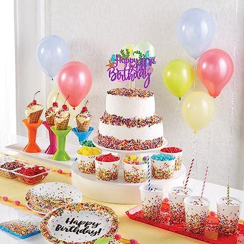 YCTHUNFISH 1 Pack Mermaid 10th Cake Topper Happy Birthday Cake Pick Summer Ocean Sea Creature Happy Birthday Mermaid Cake Decoration for Summer Baby Shower Kids Ten Birthday Party Supplies Purple
