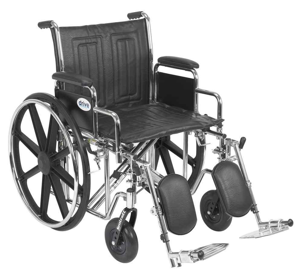Drive Medical Drive Medical STD20ECDDAHD-ELR Bariatric Sentra EC Heavy Duty Wheelchair with Detachable Desk Arms and Elevating Leg Rests, Black