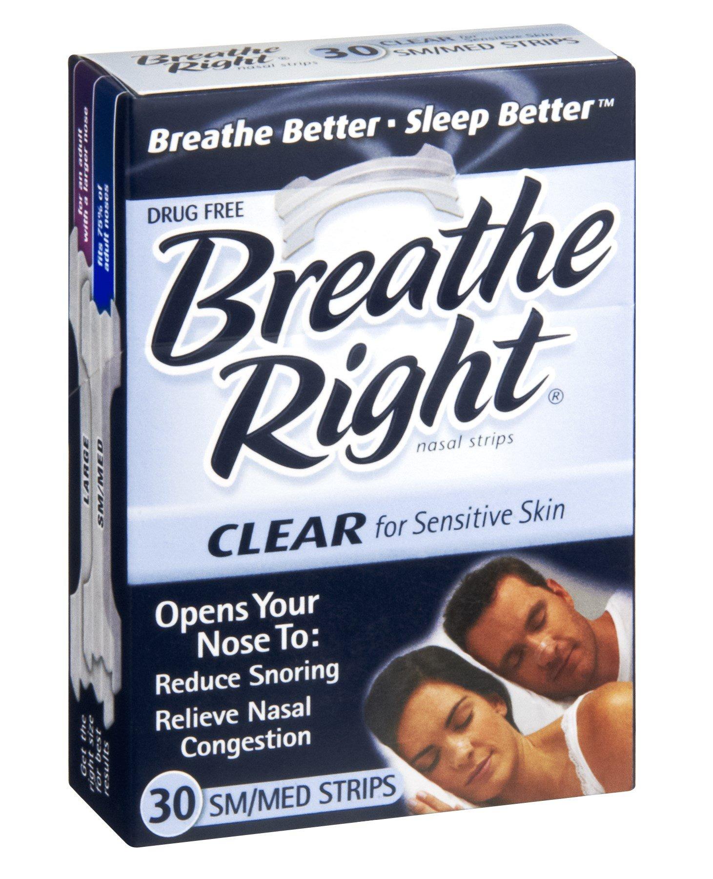 Breathe Right BREATHE RIGHT NASAL STRIPS,CLEAR,SM/MED, 30 CT