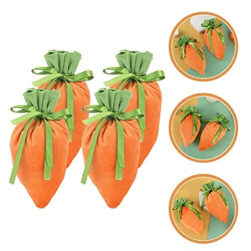 Didiseaon Didiseaon 4pcs Carrot Candy Bag Carrot Goody Bag Mini Carrot Treat Bags Easter Favor Bag Easter Bags Easter Goodie Bag Fabric Goody Bags Diy Sewing Bag Rabbit Eggs Cloth Child Food