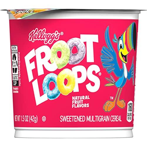 Froot Loops Kellogg\'s Froot Loops Breakfast Cereal Cups, Fruit Flavored, Breakfast Snacks with Vitamin C, Original, 18oz Case (12 Cups) (Pack of 2)