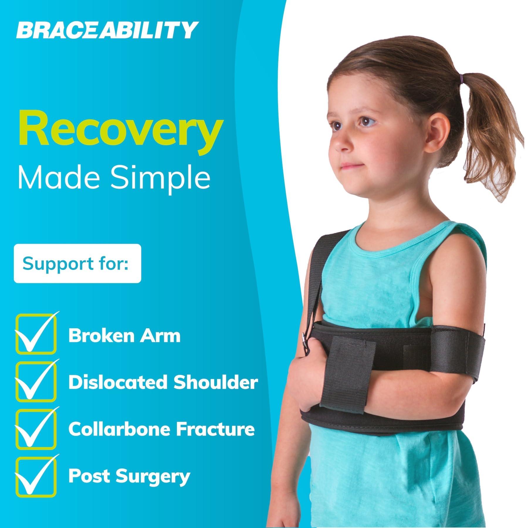 BraceAbility BraceAbility Pediatric Shoulder Immobilizer | Child Size Arm Sling Stabilizer for Broken Collarbone & Shoulder Injuries - Fits Toddlers, Kids, Youth & Teens (20" - 30" Chest Circumference)