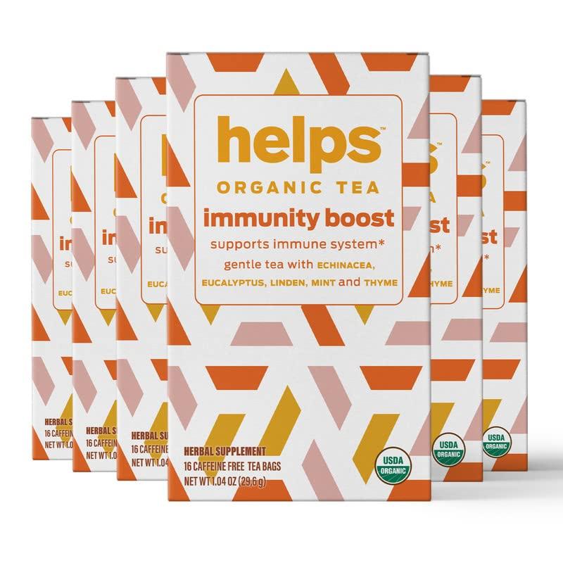 HELPS PHARMADUS BOTANICALS HELPS TEAS | Helps Immunity Boost | Organic herbal blend of Echinacea, Eucalyptus, Mint, Linden, Thyme and Natural Honey Flavor. Facilitates Respiratory Health | 16 Tea Bags - Pack of 6 |