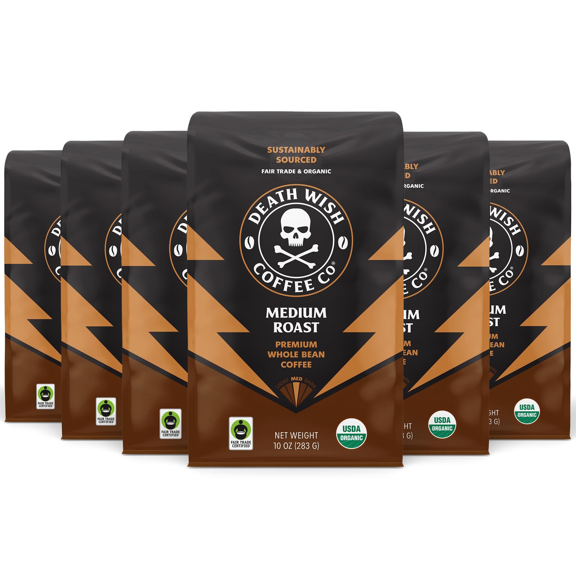 Death Wish Coffee Death Wish Coffee, Medium Roast Whole Bean (10 oz, 6 pack)
