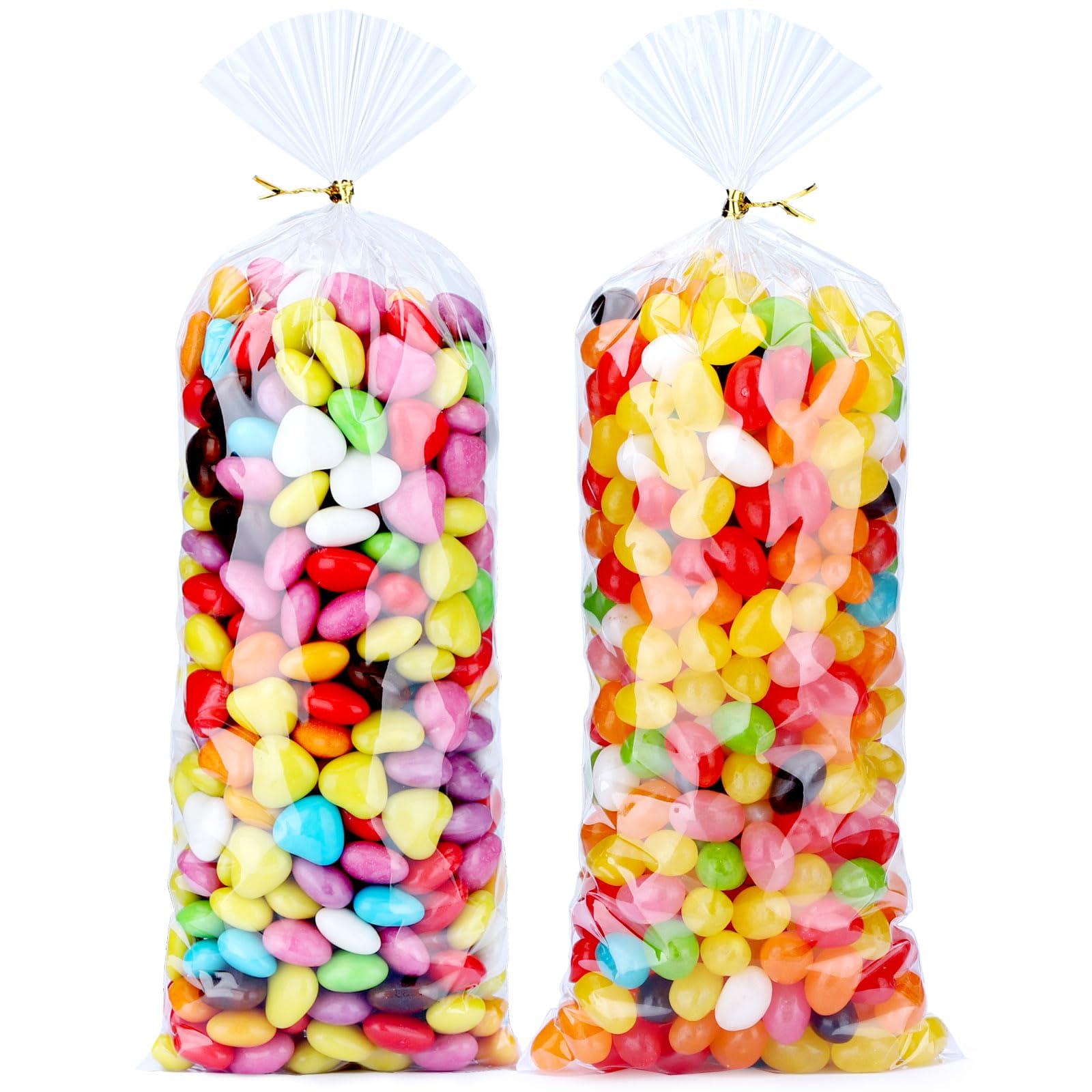 MORIDA MORIDA 200pcs 4X10 inch Cellophane Bags Cellophane Treat Bags Clear Gift Bags Cake Pop Bags Candy Bags Cello Bags for Party Favors Goodie Favor Bakery Cookie with 5\" Twist Ties