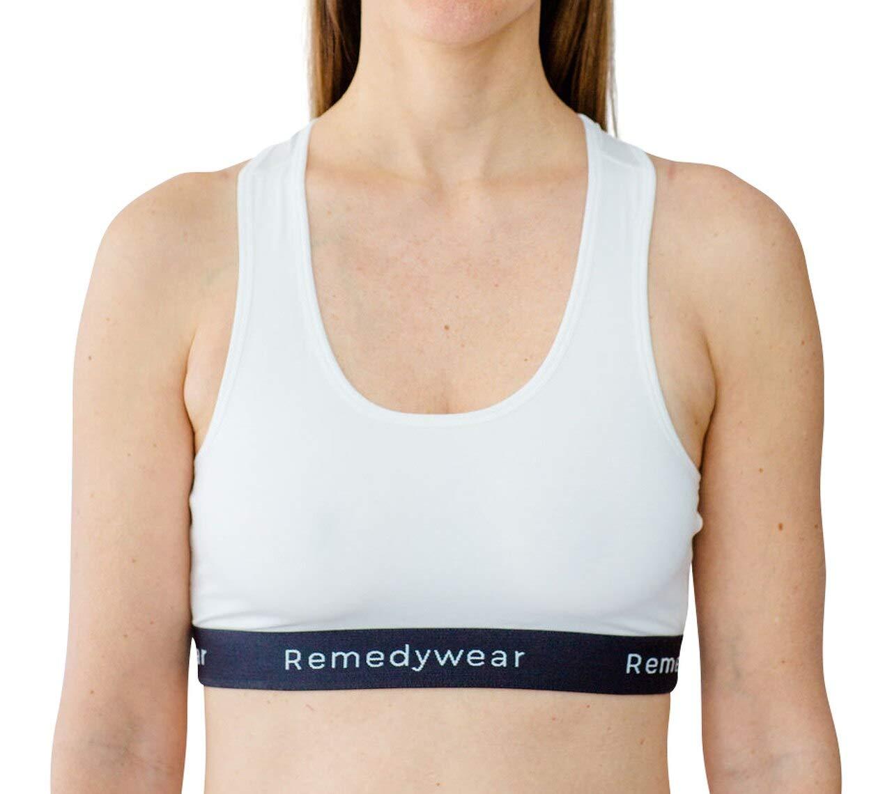 YoRo Naturals Remedywear Light Support Eczema Bra for Sensitive Skin, Tencel and Zinc, Hypoallergenic (White, Medium)