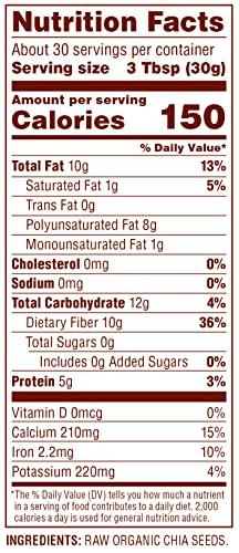 Nutiva Nutiva Organic Premium Raw Black Chia Seeds, 32 Oz, USDA Organic, Non-GMO, Whole 30 Approved, Vegan, Gluten-Free & Keto, Nutrient-Dense Seeds with 3g Protein & 5g Fiber for Salads, Yogurt & Smoothies